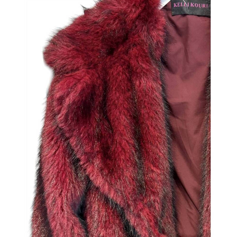 NEW KELLI KOURI women's dipped fur jacket in red - Picture 2 of 2